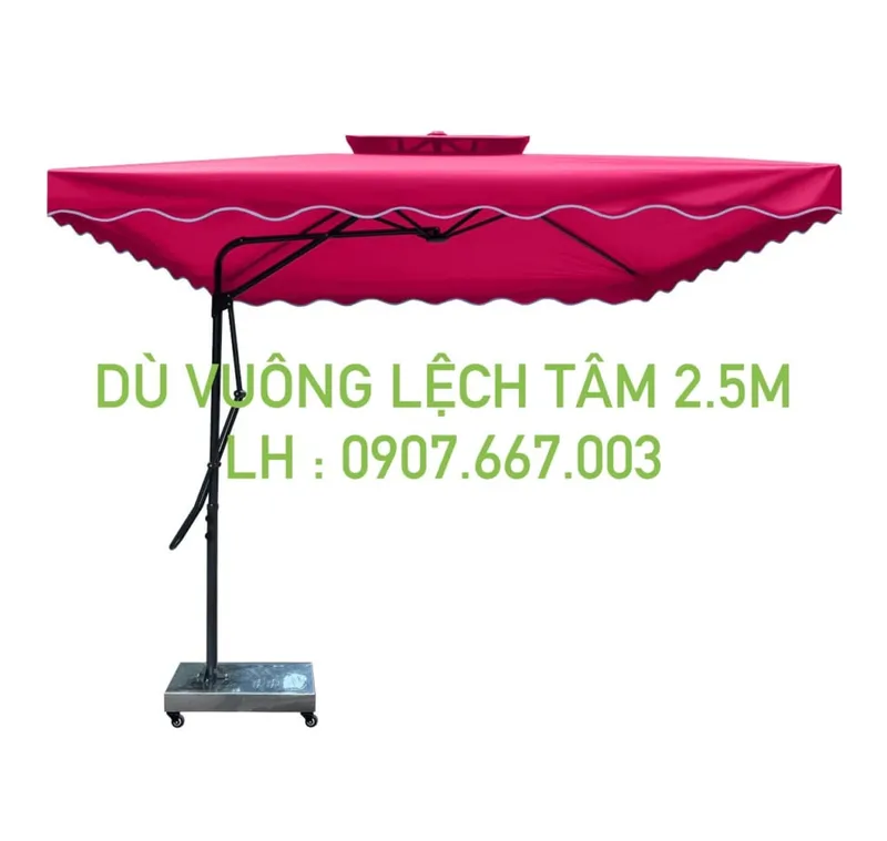 Sản phẩm du vuong lech tam 2.5mx2.5m mau hong 2 tang 1024x971 — Công Ty Cổ Phần Dù Che Minh Long — MST 0317615482