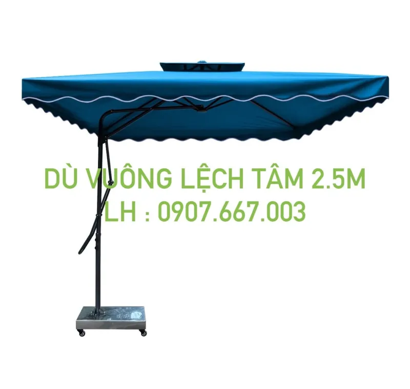 Sản phẩm du vuong lech tam 2.5mx2.5m mau xanh bien 2 tang 1024x971 — Công Ty Cổ Phần Dù Che Minh Long — MST 0317615482