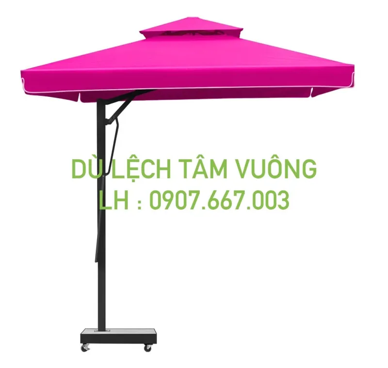 Sản phẩm du vuong lech tam kich thuoc 3mx3m mau hong 2 tang 1024x971 — Công Ty Cổ Phần Dù Che Minh Long — MST 0317615482