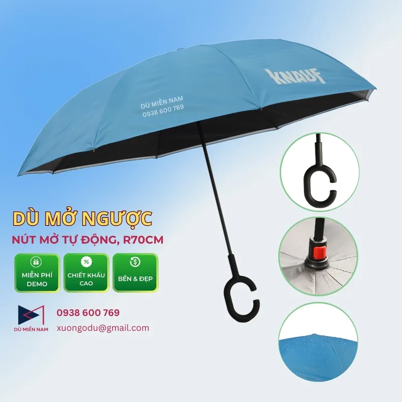 Sản phẩm Du mo nguoc tu dong ban kinh 70cm — Công Ty TNHH Ô Dù Quảng Cáo Miền Nam — MST 0317687261