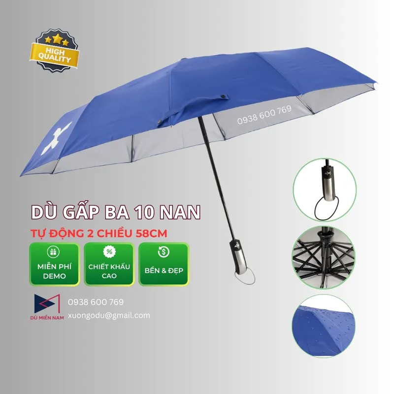 Sản phẩm Du gap ba 2 chieu 10 nan 58cm — Công Ty TNHH Ô Dù Quảng Cáo Miền Nam — MST 0317687261