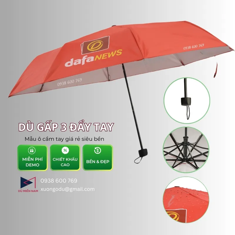 Sản phẩm Du gap 3 day tay can nhua — Công Ty TNHH Ô Dù Quảng Cáo Miền Nam — MST 0317687261