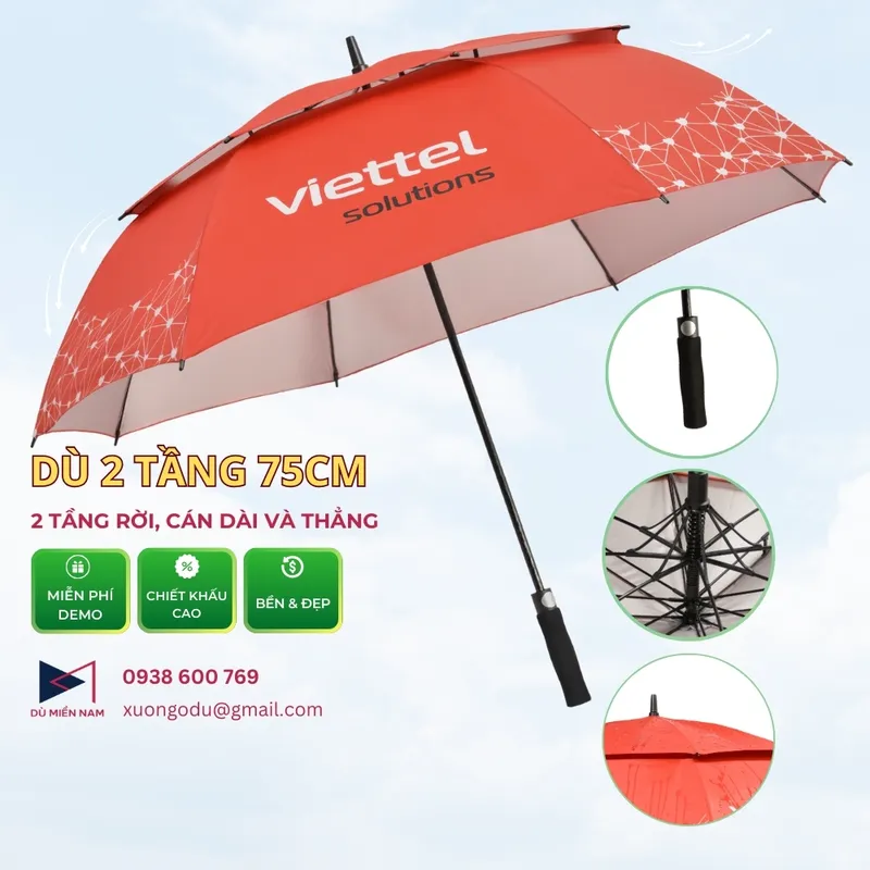Sản phẩm Du cam tay can dai va thang 2 tang 75cm 1 — Công Ty TNHH Ô Dù Quảng Cáo Miền Nam — MST 0317687261