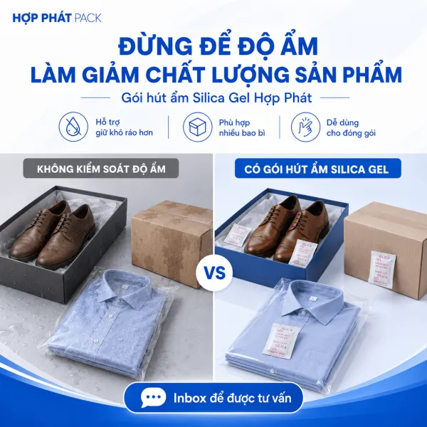 Sản phẩm goi hut am silica gel cho may mac giay da tui xach 0 — Công Ty TNHH Thương Mại Sản Xuất Hợp Phát — MST 0317705954
