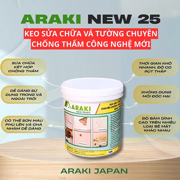 Sản phẩm SP chong tham araki New 25 — Chống Thấm Tân Việt Anh - Công Ty TNHH Thương Mại Xuất Nhập Khẩu Tân Việt Anh — MST 0317747023