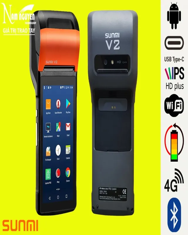 Sản phẩm may pos ban hang cam tay sunmi v2 — Thiết Bị Mã Vạch Nam Nguyễn - Công Ty TNHH TMDV Nam Nguyễn — MST 0317792499