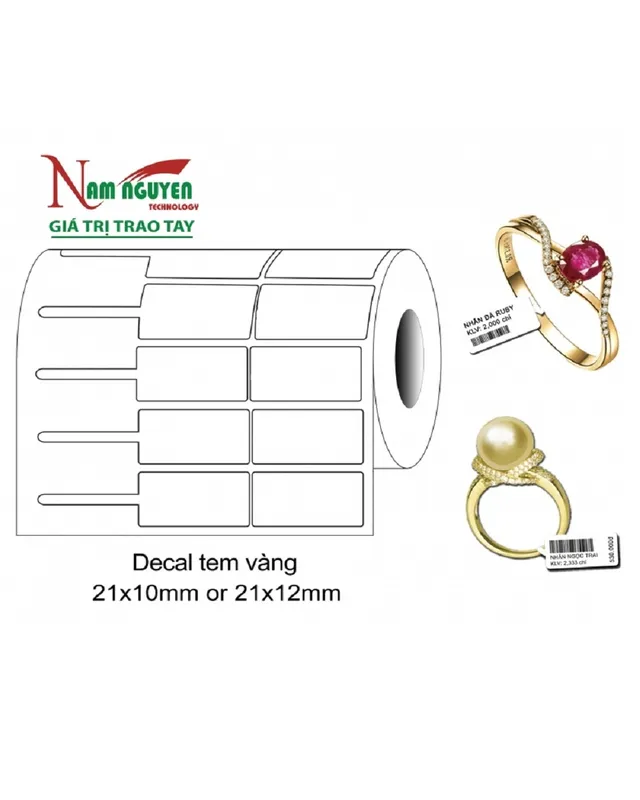 Sản phẩm tem vang tem trang suc NDDF7 — Thiết Bị Mã Vạch Nam Nguyễn - Công Ty TNHH TMDV Nam Nguyễn — MST 0317792499