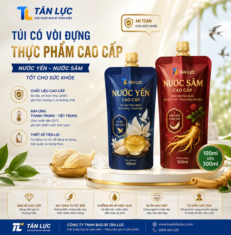 Sản phẩm TÃºi cÃ³ vÃ²i Ä‘á»±ng nÆ°á»›c yáº¿n — Nắp Nhựa Tân Lực - Công Ty TNHH Bao Bì Tân Lực — MST 0317828508