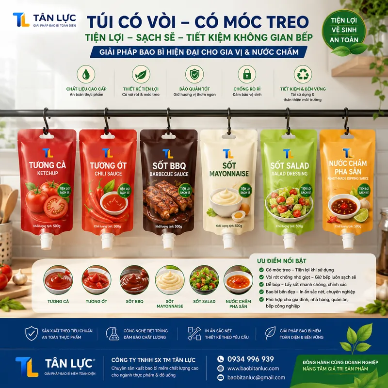 Sản phẩm TÃºi vÃ²i cÃ³ mÃ³c treo — Nắp Nhựa Tân Lực - Công Ty TNHH Bao Bì Tân Lực — MST 0317828508