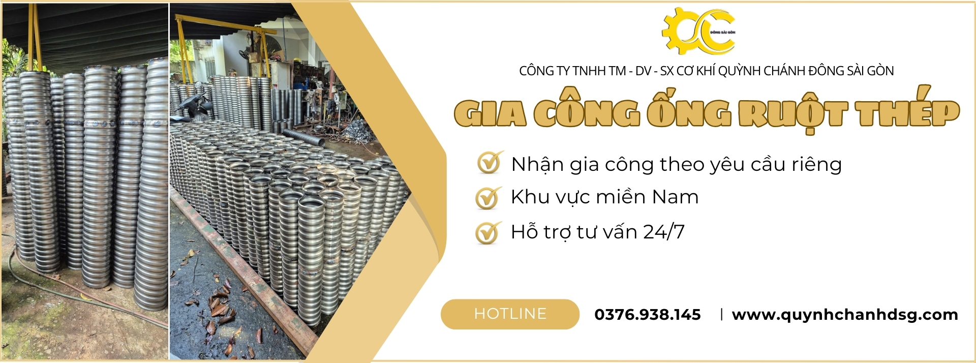 Sản phẩm slide gia cong ong ruot thep 1759705664.jpg — Gia Công Cơ Khí Quỳnh Chánh Đông Sài Gòn - Công Ty TNHH Thương Mại - Dịch Vụ -
Sản Xuất Cơ Khí Quỳnh Chánh Đông Sài Gòn — MST 0318323972