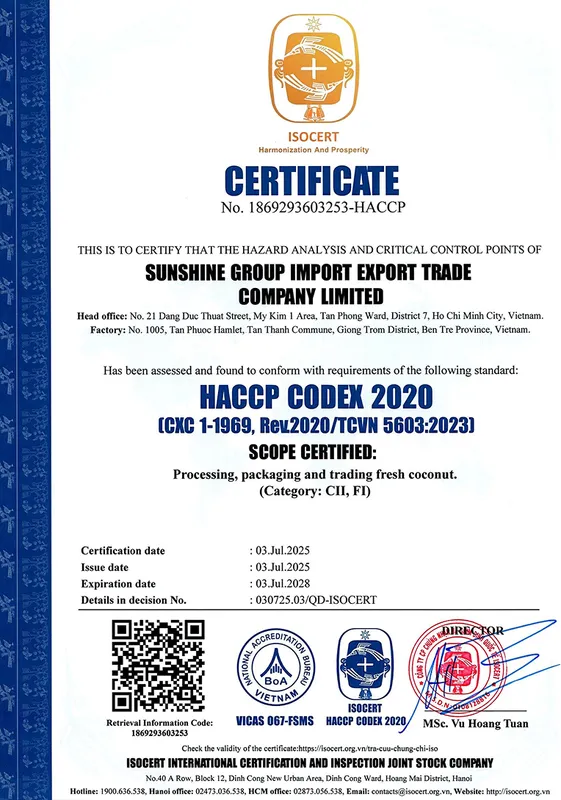 Sản phẩm cer 2 — Công Ty TNHH Thương Mại Xuất Nhập Khẩu Sunshine Group — MST 0318382174