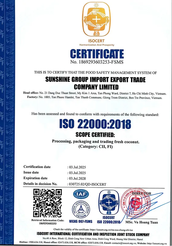 Sản phẩm cer 5 — Công Ty TNHH Thương Mại Xuất Nhập Khẩu Sunshine Group — MST 0318382174