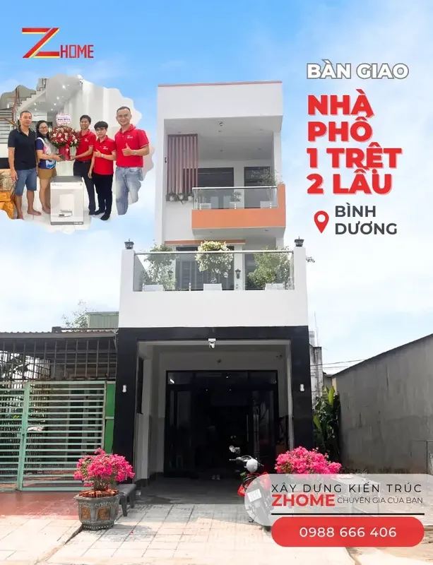 Sản phẩm ban giao nha 1 tret 2 lau tai binh duong — Công Ty Cổ Phần Xây Dựng Kiến Trúc ZHome — MST 0318812243