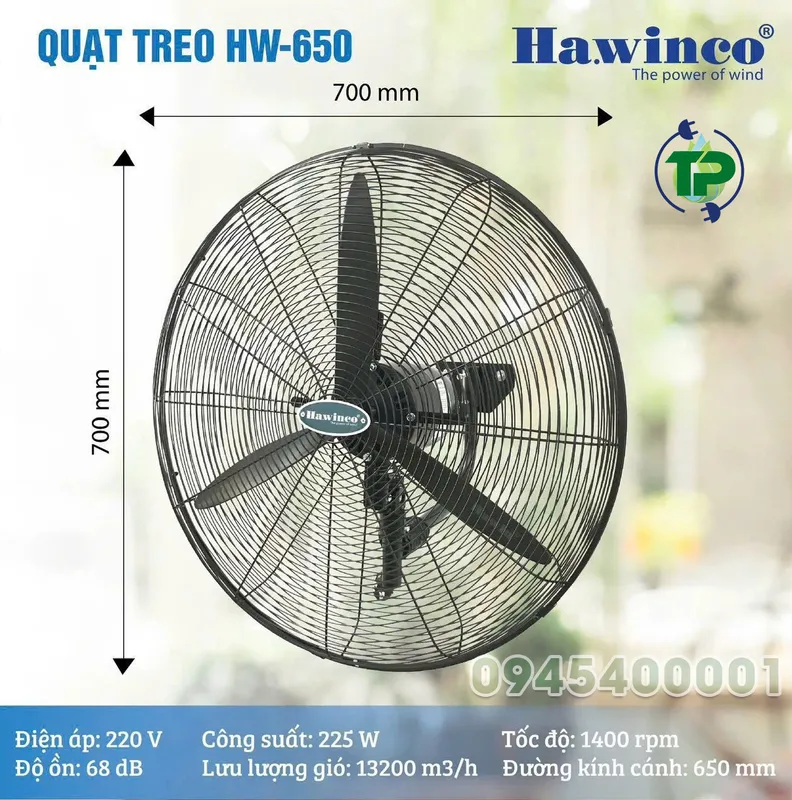 Sản phẩm quat treo hw 650 — Công Ty TNHH TM Và DV Máy Phun Sương Tiến Phương — MST 0318889944