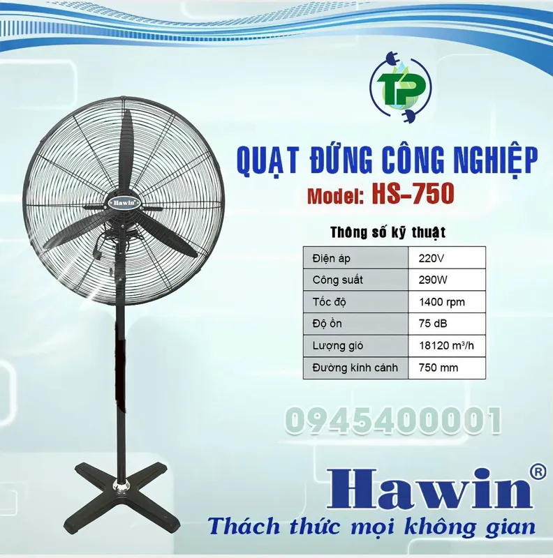 Sản phẩm quat_dung_hawin_hs_750 — Công Ty TNHH TM Và DV Máy Phun Sương Tiến Phương — MST 0318889944