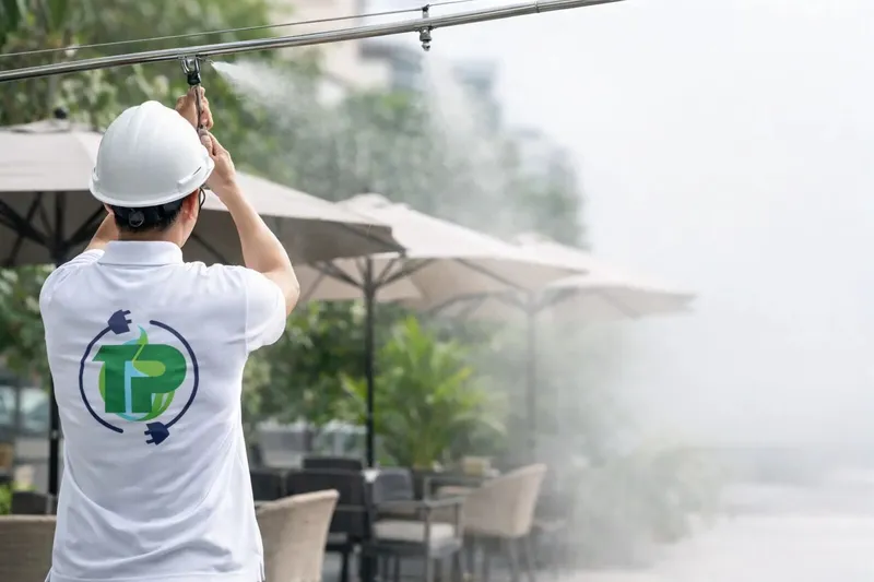 Sản phẩm Lap phun suong cho quan cafe ngoai troi tai TPHCM co phu hop khong — Công Ty TNHH TM Và DV Máy Phun Sương Tiến Phương — MST 0318889944