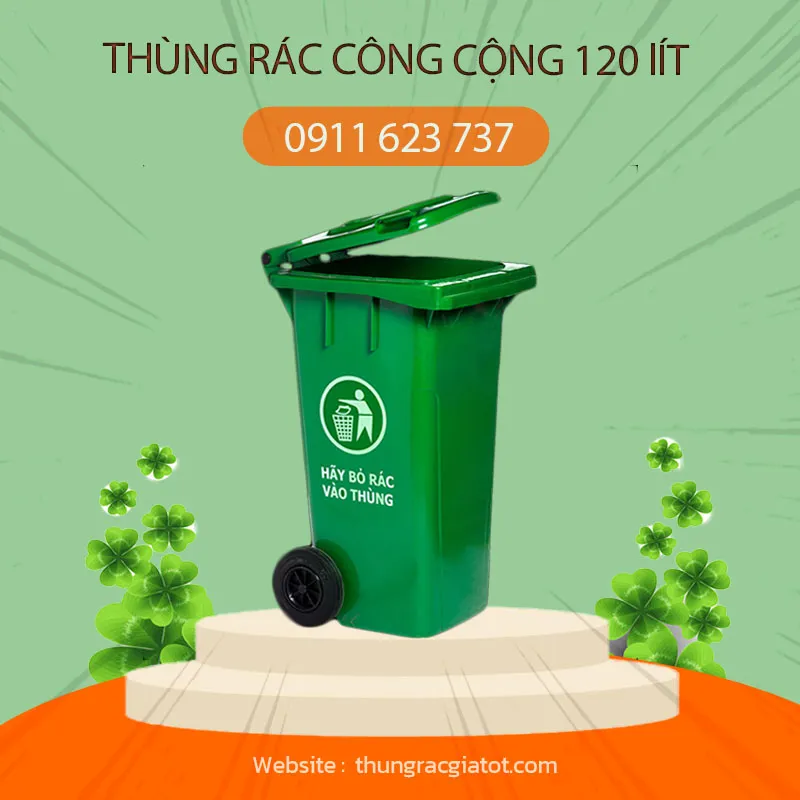 Sản phẩm Thung rac cong cong 120 lit mau xanh — Công Ty TNHH Trọng Thức — MST 0400566946