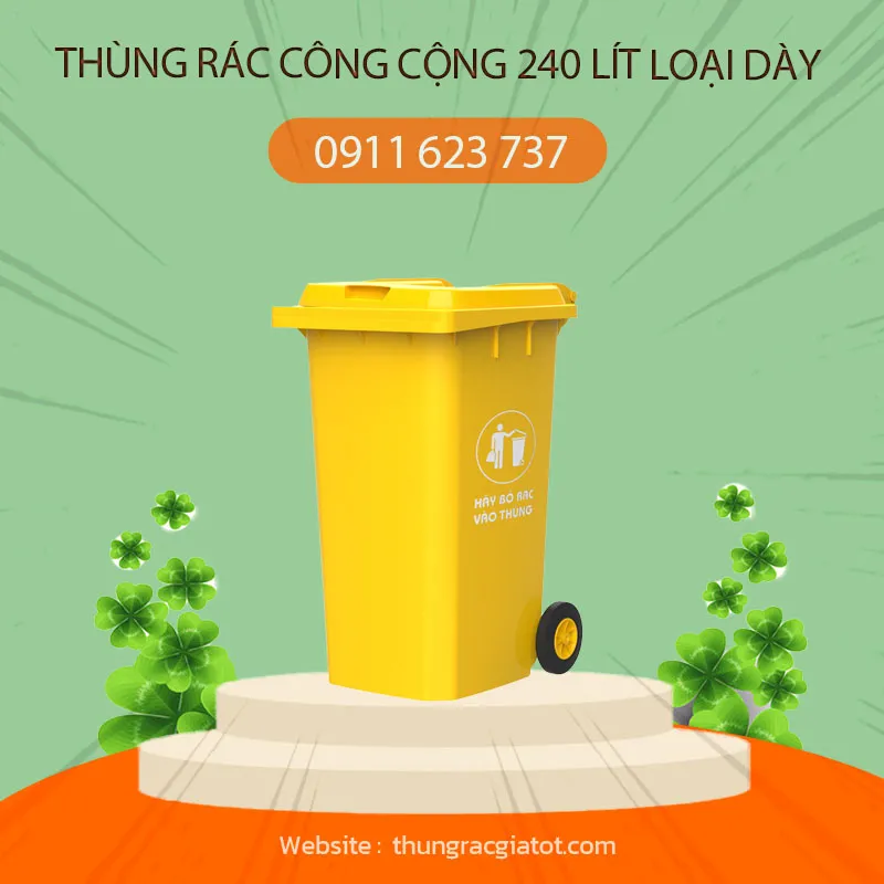Sản phẩm Thung rac cong cong 240 lit loai day mau vang — Công Ty TNHH Trọng Thức — MST 0400566946