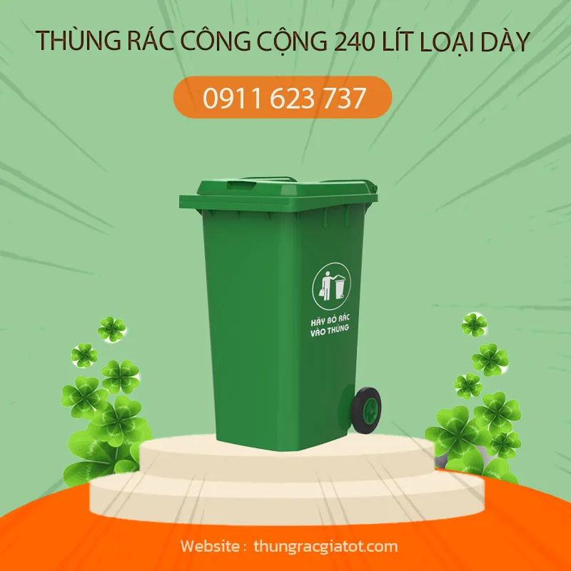 Sản phẩm Thung rac cong cong 240 lit loai day mau xanh — Công Ty TNHH Trọng Thức — MST 0400566946