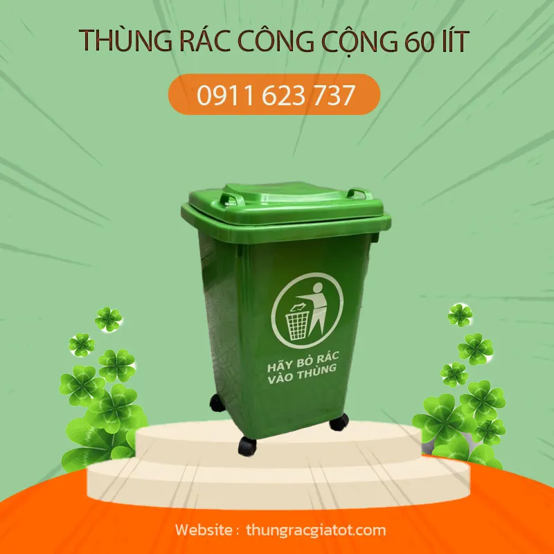 Sản phẩm Thung rac cong cong 60 lit mau xanh — Công Ty TNHH Trọng Thức — MST 0400566946