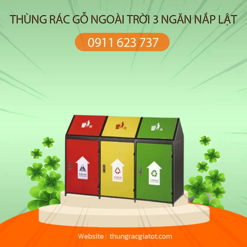 Sản phẩm Thung rac go ngoai troi 3 ngan nap lat — Công Ty TNHH Trọng Thức — MST 0400566946
