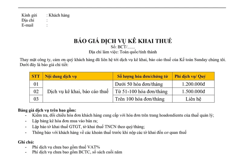 Sản phẩm dich vu bao cao thue 4 — Công Ty TNHH Ngày Mặt Trời — MST 0401519603