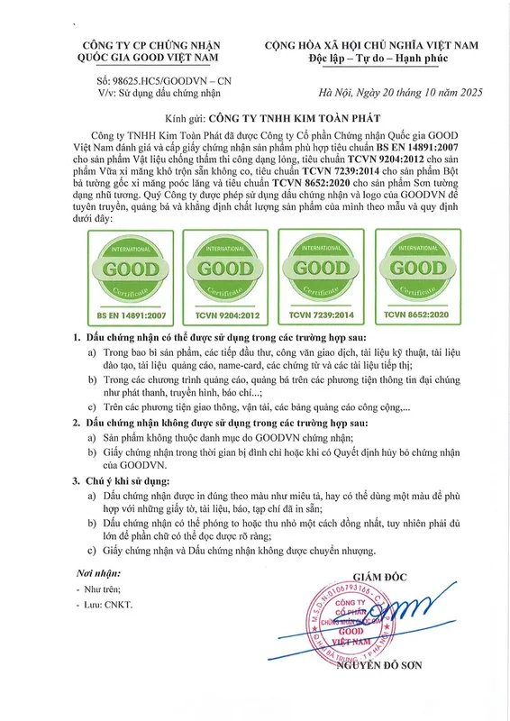 Sản phẩm 3 7567 — Vữa Khô Trộn Sẵn Chống Thấm Victory - Công Ty TNHH Kim Toàn Phát — MST 0401812785