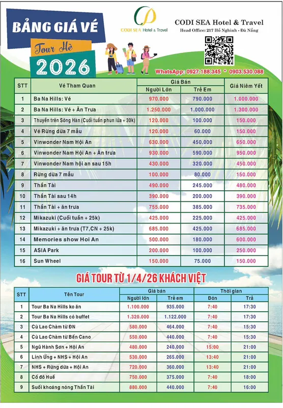Sản phẩm Tour VN he 2026 — Công Ty TNHH Codi Sea — MST 0401867079