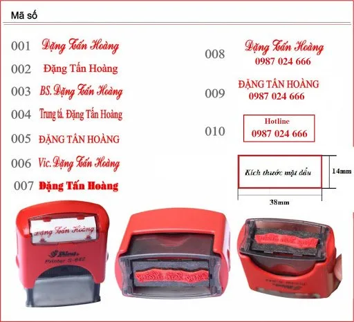 Sản phẩm khắc dấu tên — Công Ty TNHH MTV Kinh Doanh Đại Vũ Gia — MST 0401878144