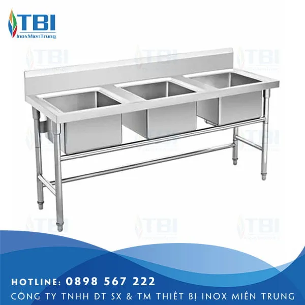 Sản phẩm chau rua 3 ho 5 — Công Ty TNHH ĐT SX Và TM Thiết Bị Inox Miền Trung — MST 0401928638
