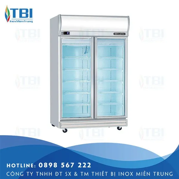 Sản phẩm tu mat trung bay 2 canh kinh 7 — Công Ty TNHH ĐT SX Và TM Thiết Bị Inox Miền Trung — MST 0401928638