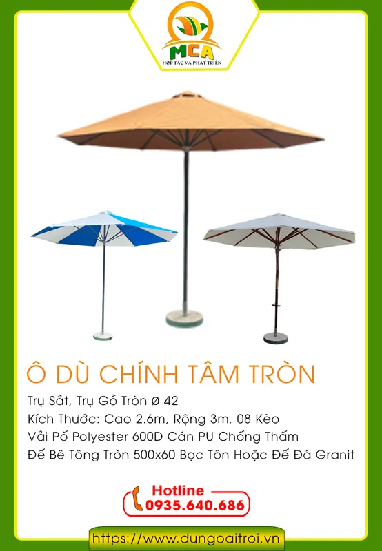Sản phẩm du chinh tam tron 5707 — Ô Dù Lệch Tâm - Ô Dù Ngoài Trời Đức Anh — MST 0401961000