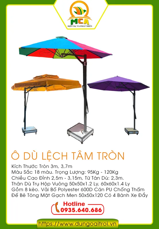 Sản phẩm du lech tam tron 9964 — Ô Dù Lệch Tâm - Ô Dù Ngoài Trời Đức Anh — MST 0401961000