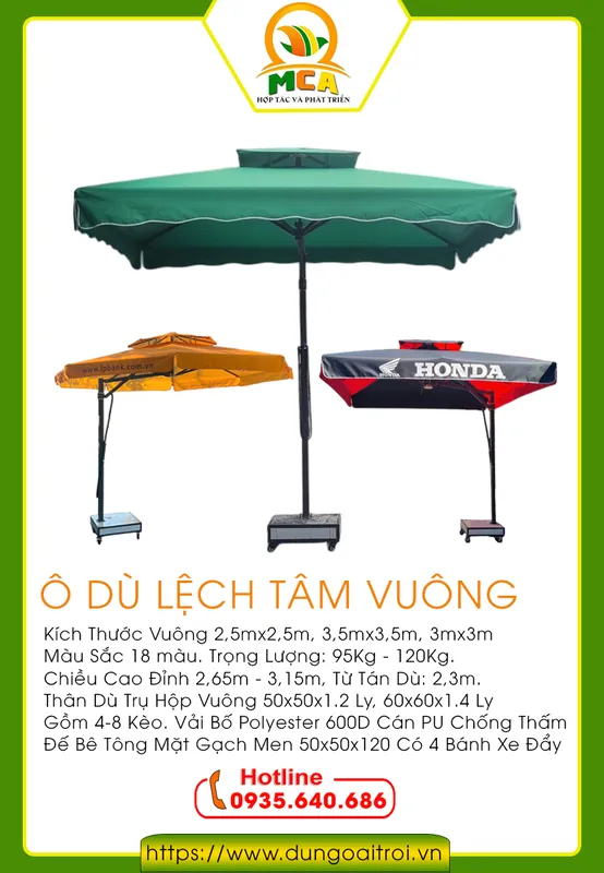 Sản phẩm du lech tam vuong 3446 — Ô Dù Lệch Tâm - Ô Dù Ngoài Trời Đức Anh — MST 0401961000