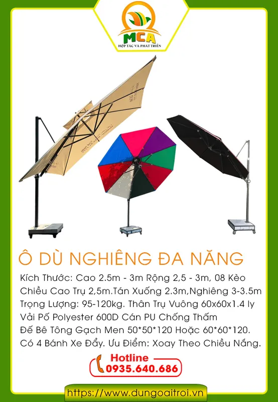 Sản phẩm du nghieng da nang 1 9770 — Ô Dù Lệch Tâm - Ô Dù Ngoài Trời Đức Anh — MST 0401961000