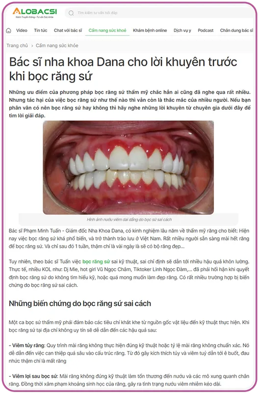 Sản phẩm bao alo bac si noi ve nha khoa dana — Công Ty TNHH Nha Khoa Dana — MST 0402161656