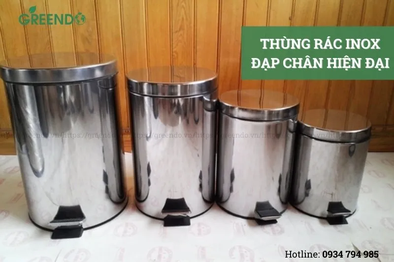 Sản phẩm thung rac inox dap chan — Công Ty TNHH Thiết Bị Greendo — MST 0402260664