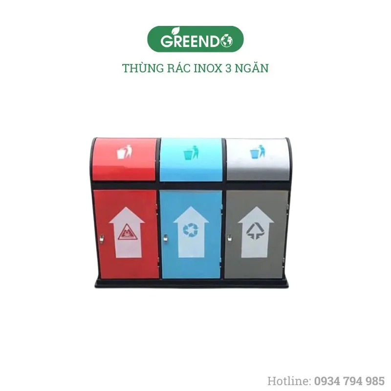 Sản phẩm thung rac inox 3 ngan 9 — Công Ty TNHH Thiết Bị Greendo — MST 0402260664