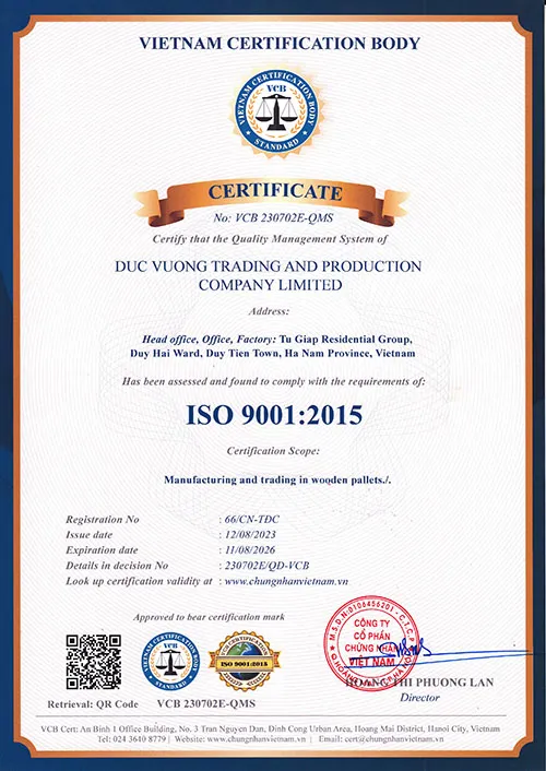 Sản phẩm iso (3) — Pallet Gỗ Đức Vượng - Công Ty TNHH Sản Xuất Và Thương Mại Đức Vượng — MST 0700211662