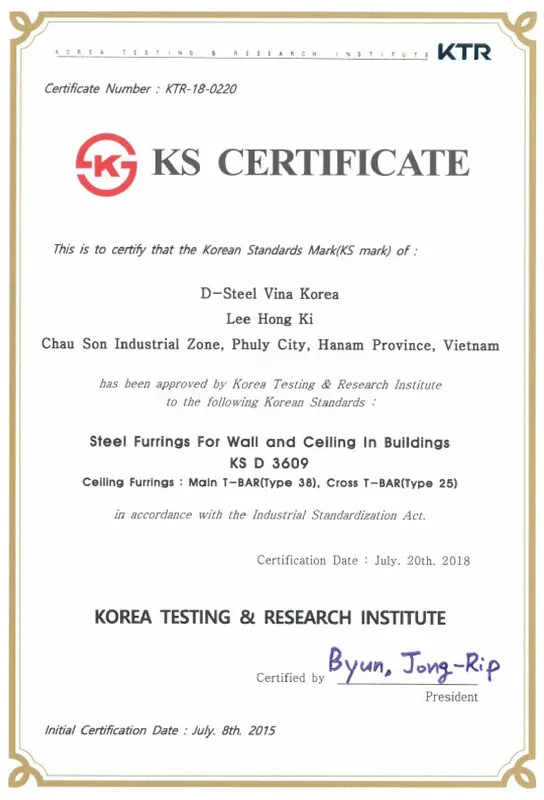 Sản phẩm Chung nhan sua 04 — Công Ty TNHH D-STEEL VINA KOREA — MST 0700509635
