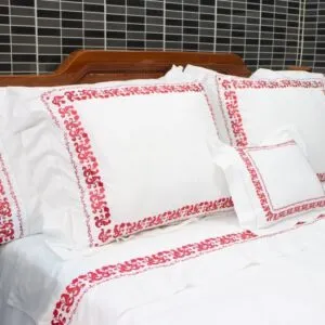 Sản phẩm Flowers embroidered bedding set with hemstitch in red hue 300x300 — Công Ty TNHH Thương Mại An Hoa — MST 0700653413