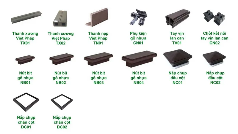 Sản phẩm phu kien go nhua ngoai troi nhua viet phap — Công Ty TNHH Công Nghiệp Quang Nam — MST 0900239351