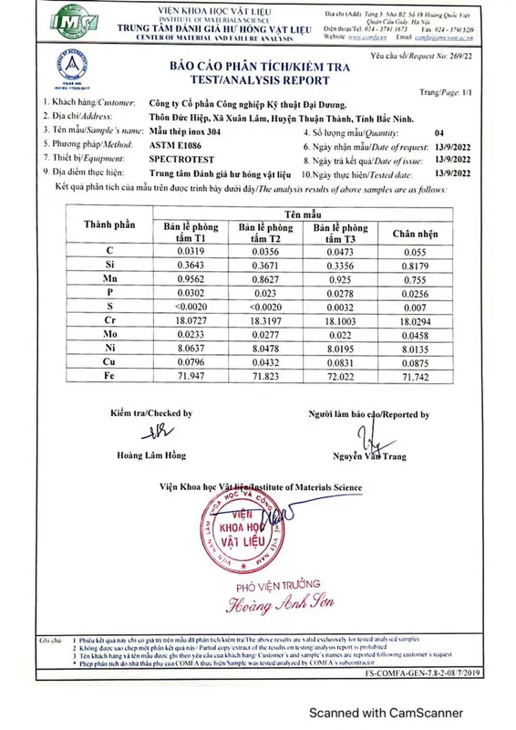 Sản phẩm 0001 — Công Ty CP Kỹ Thuật Công Nghiệp Đại Dương — MST 0900783201