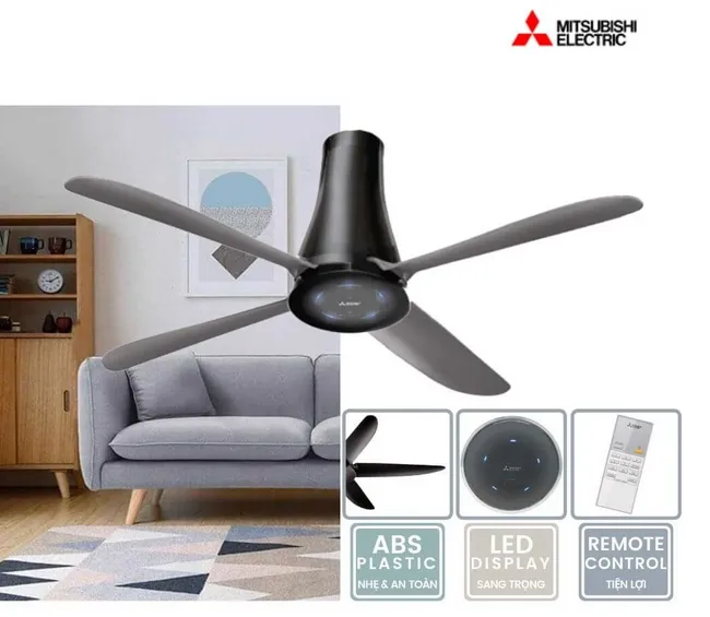 Sản phẩm quạt trần mitsubishi 5 cánh đen xám c56 rw5 — Công Ty TNHH Thiết Bị Điện Nước Trường Phú — MST 0900859725