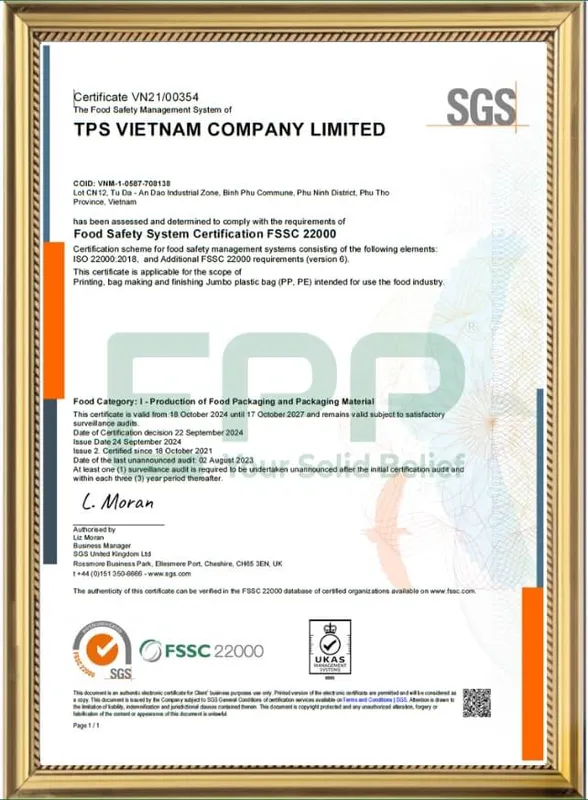 Sản phẩm epp vietnam FSSC 22000 — Công Ty TNHH EPP Việt Nam — MST 0900986836
