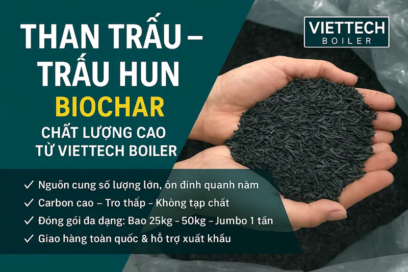 Sản phẩm Than Trau Biochar Trau Hun Cong Nghiep Gia Tot – Viettech Boiler 1 — Công Ty TNHH Viettech Boiler — MST 1301102430