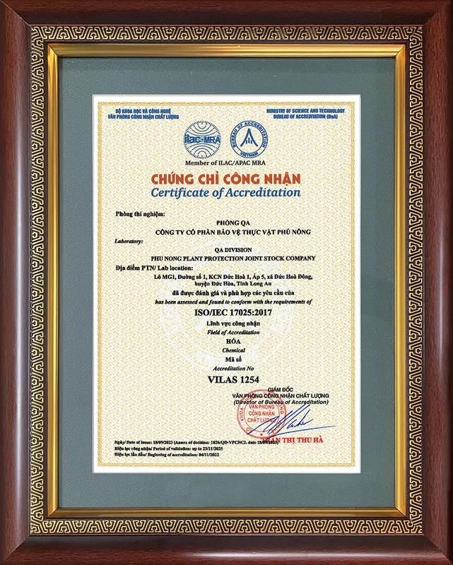 Sản phẩm Chung nhan ISO — Thuốc Bảo Vệ Thực Vật Phú Nông - Công Ty TNHH Phú Nông — MST 1800630041