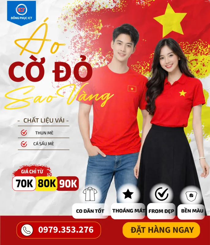 Sản phẩm ao thun viet nam sao vang mau ao hot cho dip 304 15 55301773650726 — Đồng Phục ICT - Công Ty TNHH Đồng Phục ICT — MST 1801647947