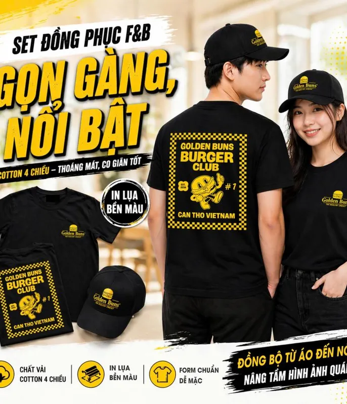 Sản phẩm set dong phuc quan an can tho ao thun non golden buns chuan gu fb 53051777021130 — Đồng Phục ICT - Công Ty TNHH Đồng Phục ICT — MST 1801647947