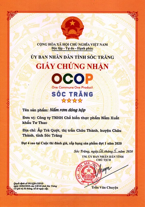 Sản phẩm nam rom dong hop — Công Ty TNHH Chế Biến Thực Phẩm Nấm Xuất Khẩu Tư Thao Sóc Trăng — MST 2200197607